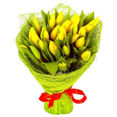 Букет из 25 тюльпанов "Желтые"